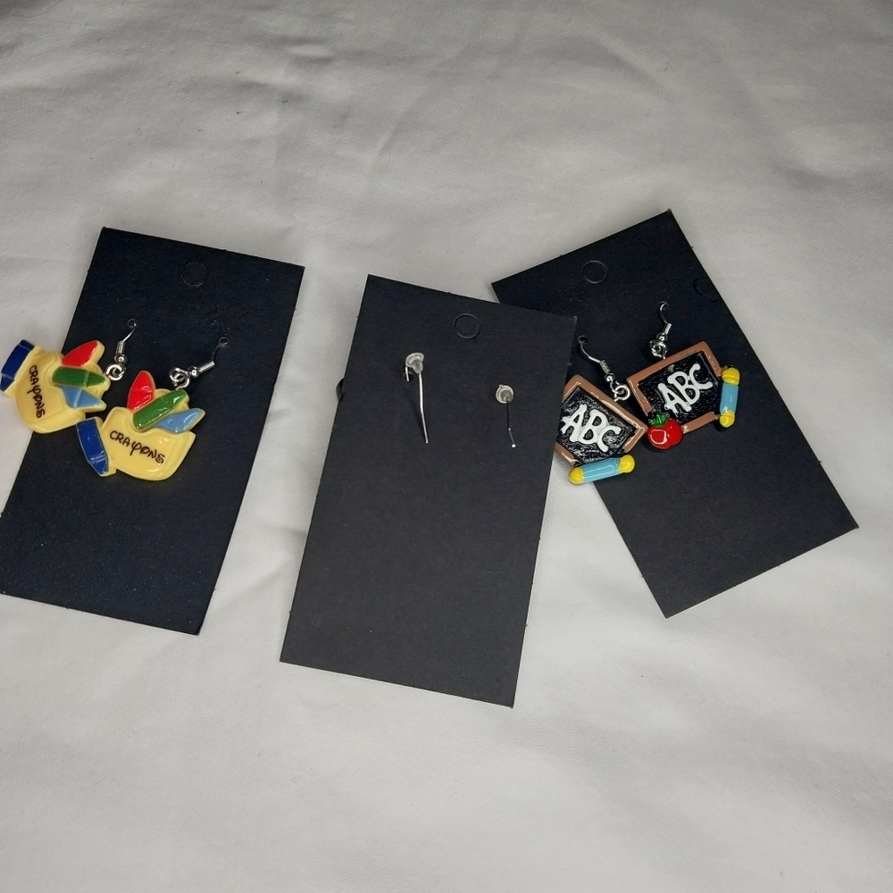 Handmade 3 Pair School-Themed Earrings - Picture 4 of 4